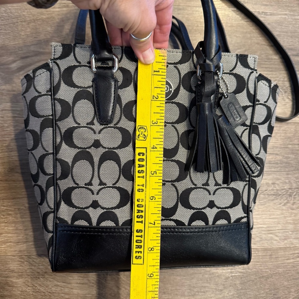 Coach Signature Legacy Mini Tanner Black & White Tote Bag - Picture 4 of 8